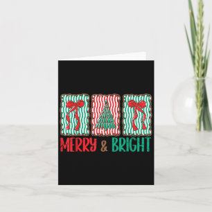 Coquette Bow Merry And Bright Christmas Tree Girl  Card