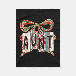 Coquette Bow Merry Christmas Aunt Grandma Xmas Paj Fleece Blanket