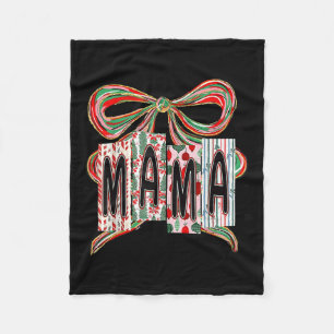 Coquette Bow Merry Christmas Mama Grandma Xmas Paj Fleece Blanket