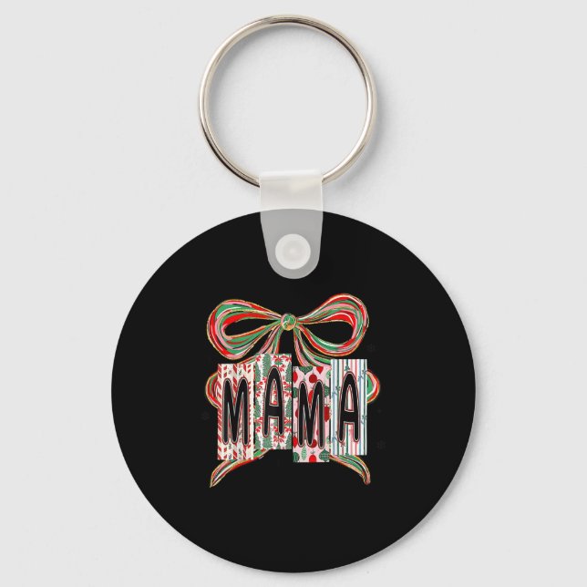 Coquette Bow Merry Christmas Mama Grandma Xmas Paj Key Ring (Front)