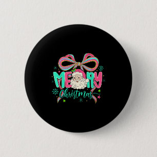 Coquette Bow Merry Christmas Xmas Santa Snowflake  6 Cm Round Badge