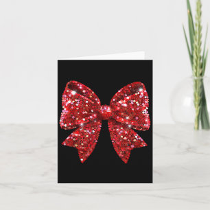 Coquette Bow Merry Christmas Xmas Sparkle Family H Card