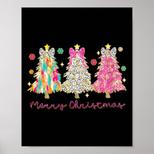 Coquette Bow Merry Christmas Xmas Tree Family Paja Poster