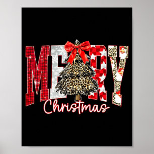 Coquette Bow Merry Christmas Xmas Tree Family Paja Poster