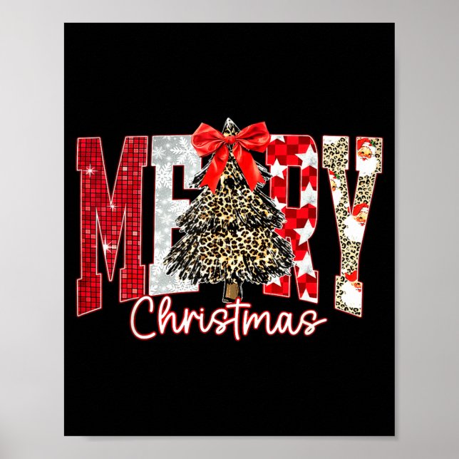 Coquette Bow Merry Christmas Xmas Tree Family Paja Poster (Front)