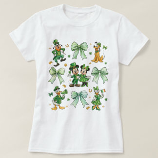 Coquette Bow Mickey And Friends St. Patrick’s Day  T-Shirt
