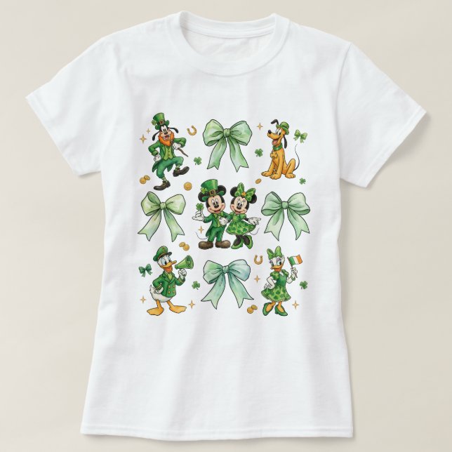 Coquette Bow Mickey And Friends St. Patrick’s Day  T-Shirt (Design Front)