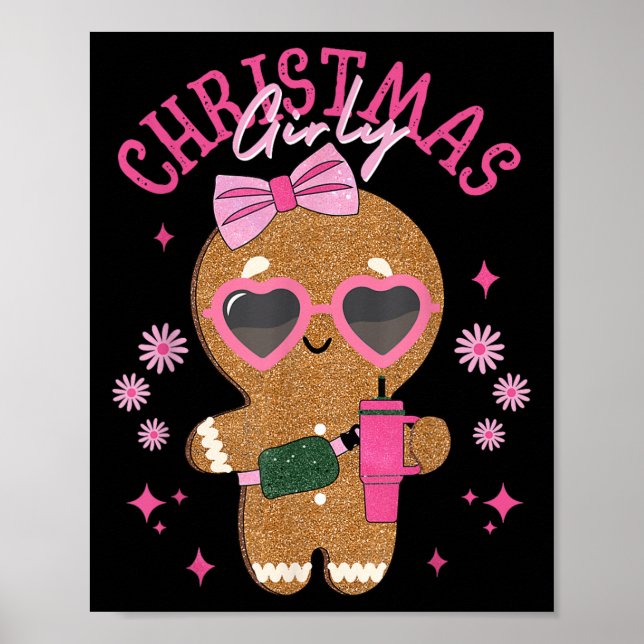 Coquette Bow Nk Gingerbread Christmas Girly Xmas H Poster (Front)