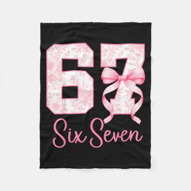 Coquette Bow Number 67 Funny Meme Nk Floral Women  Fleece Blanket (Front)