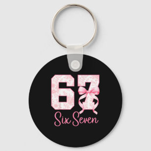 Coquette Bow Number 67 Funny Meme Nk Floral Women  Key Ring