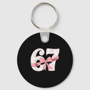 Coquette Bow Number 67 Meme Nk Floral  Key Ring