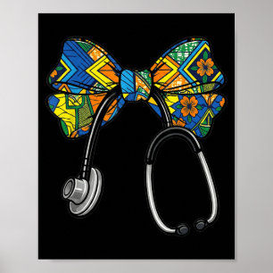 Coquette Bow Nurse Black History Black Nurse Poster