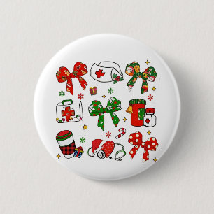 Coquette Bow Nurse Christmas Nursing Merry Xmas 6 Cm Round Badge