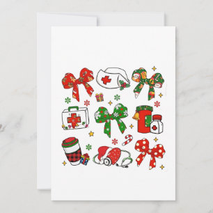 Coquette Bow Nurse Christmas Nursing Merry Xmas Invitation