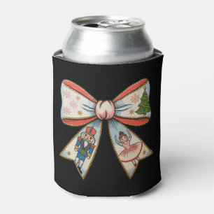 Coquette Bow Nutcracker Christmas Family Holiday Can Cooler