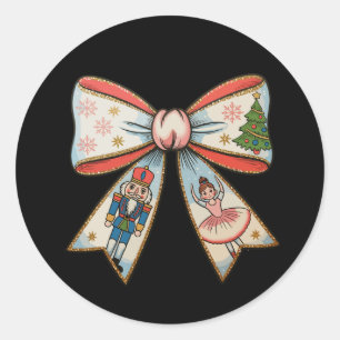 Coquette Bow Nutcracker Christmas Family Holiday Classic Round Sticker