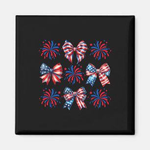 Coquette Bow Patriotic American Usa Flag Happy 4th Magnet