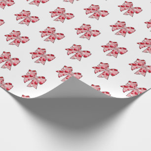 Coquette Bow Pattern Pink & White Valentine's Day Wrapping Paper