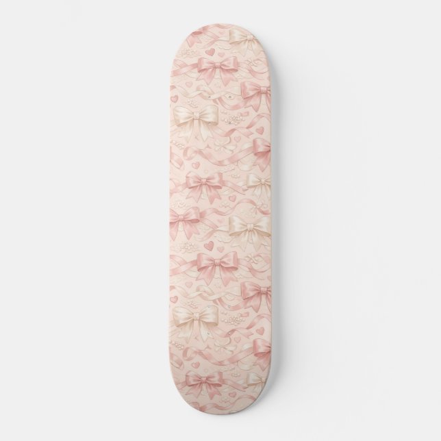 Coquette Bow Pattern Skateboard (Front)
