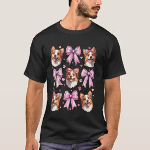 Coquette Bow Pembroke Welsh Corgi Dog Mum Pink Rib T-Shirt