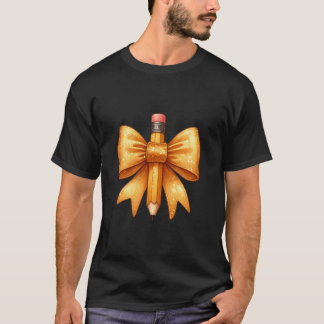 Coquette Bow Pencil Back To School First Day Teach T-Shirt