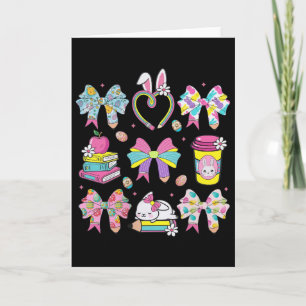 Coquette Bow Pencil Bunny Rabbit Teacher Happy Eas Card