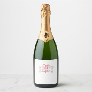Coquette Bow Pencil Design Teacher Educators   Sparkling Wine Label