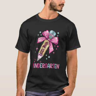 Coquette Bow Pencil Little Miss Kindergarten Back  T-Shirt