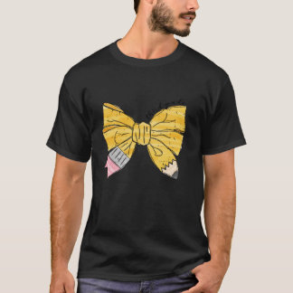 Coquette Bow Pencil Third Grade Kids Girls Back To T-Shirt