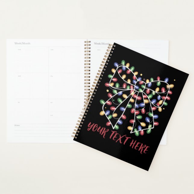 Coquette Bow Personalised Christmas Lights Holiday Planner (Display)