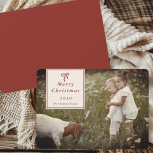 Coquette Bow Personalised Family Photo Christmas Holiday Card