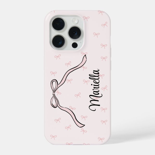 Coquette Bow Personalised Phone Pink iPhone Case (Back)