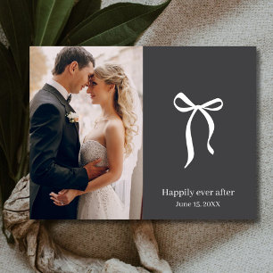 Coquette Bow Photo Wedding Thank You Postcard
