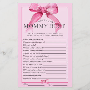 Coquette Bow Pink Baby Girl Shower Game