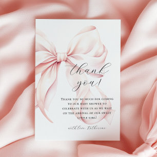 Coquette Bow Pink Baby Shower Thank You Card