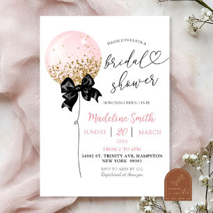 Coquette Bow Pink Balloon Bridal Shower Invitation