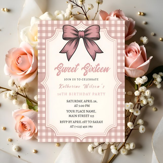 Coquette Bow Pink Birthday Party Invitation (Creator Uploaded)