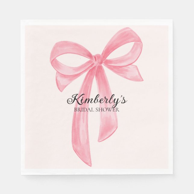 Coquette Bow Pink Bridal Shower Napkin (Front)