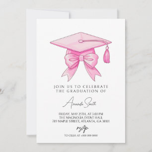 Coquette Bow Pink Graduation Invitation