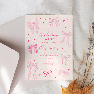 Coquette Bow Pink Graduation Party Invitation