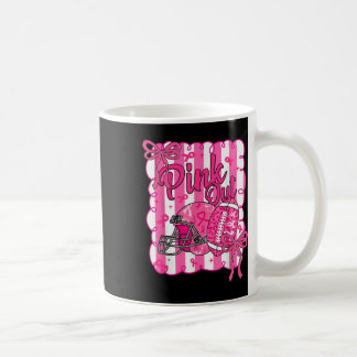 Coquette Bow Pink Out Football Breast Cancer Aware Coffee Mug