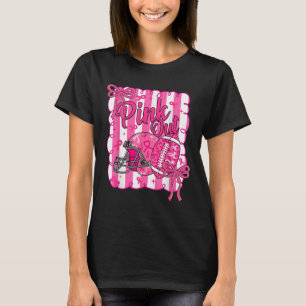Coquette Bow Pink Out Football Breast Cancer Aware T-Shirt