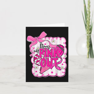 Coquette Bow Pink Out Football Team Breast Cancer Card