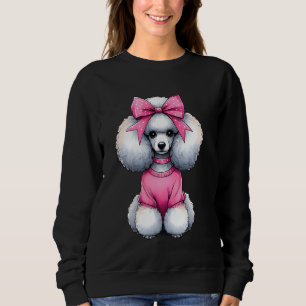 Coquette Bow Poodle Dog Mum Pink Ribbon Cute Mothe Sweatshirt