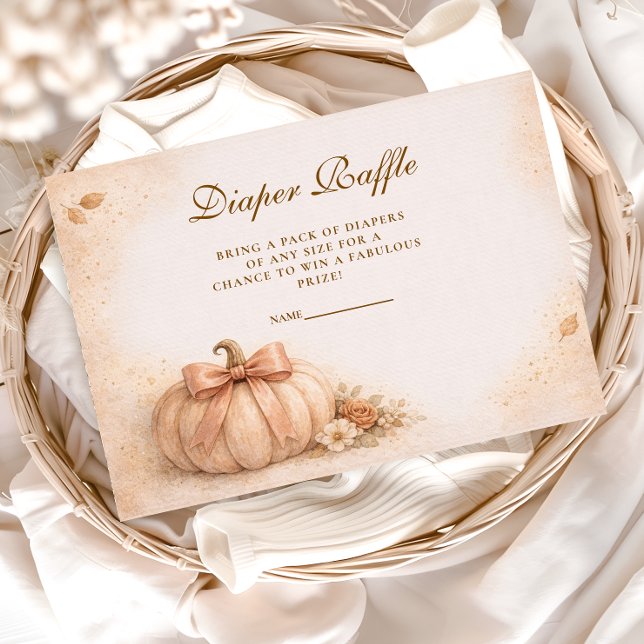 Coquette Bow Pumpkin Fall Diapper Raffle Enclosure Card (Creator Uploaded)