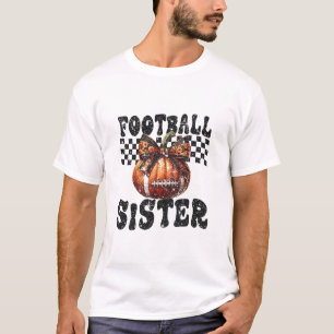 Coquette Bow Pumpkin Footll Sister Game Day Thanks T-Shirt
