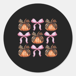 Coquette Bow Pumpkin Halloween Women Skeleton Spoo Classic Round Sticker