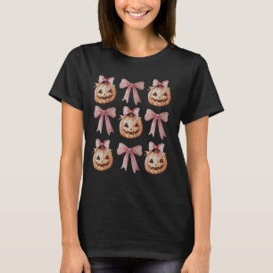 Coquette Bow Pumpkin Jack O Latern Spooky Season H T-Shirt