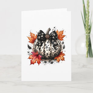 Coquette Bow Pumpkin Season Autumn Fall Leaves Tha Card