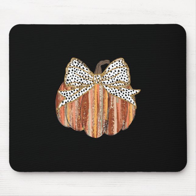 Coquette Bow Pumpkin Season Autumn Fall Leaves Tha Mouse Pad (Front)